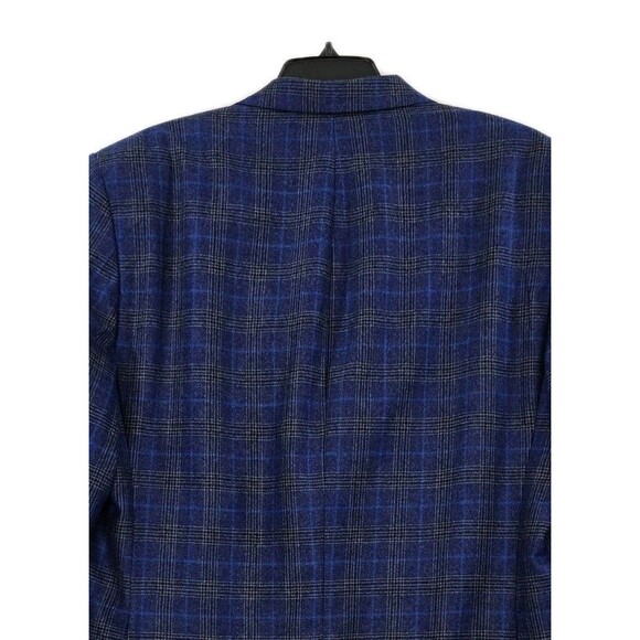 TailoRED Sports Blazer Mens 46R Blue Plaid Reda Italian Wool Made in Canada - Picture 5 of 16